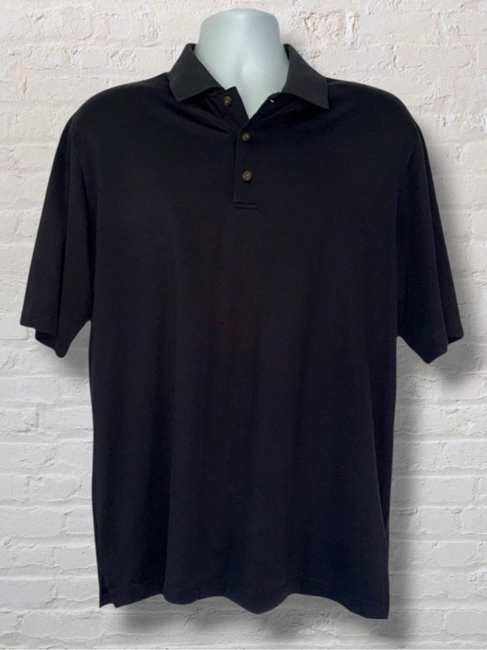 Pebble Beach Performance Golf Polo Shirt Black Size L Moisture Wicking